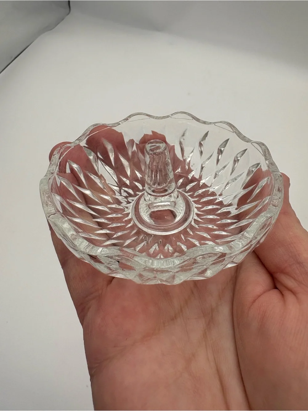 Vintage Clear Glass Ring Holder Dish